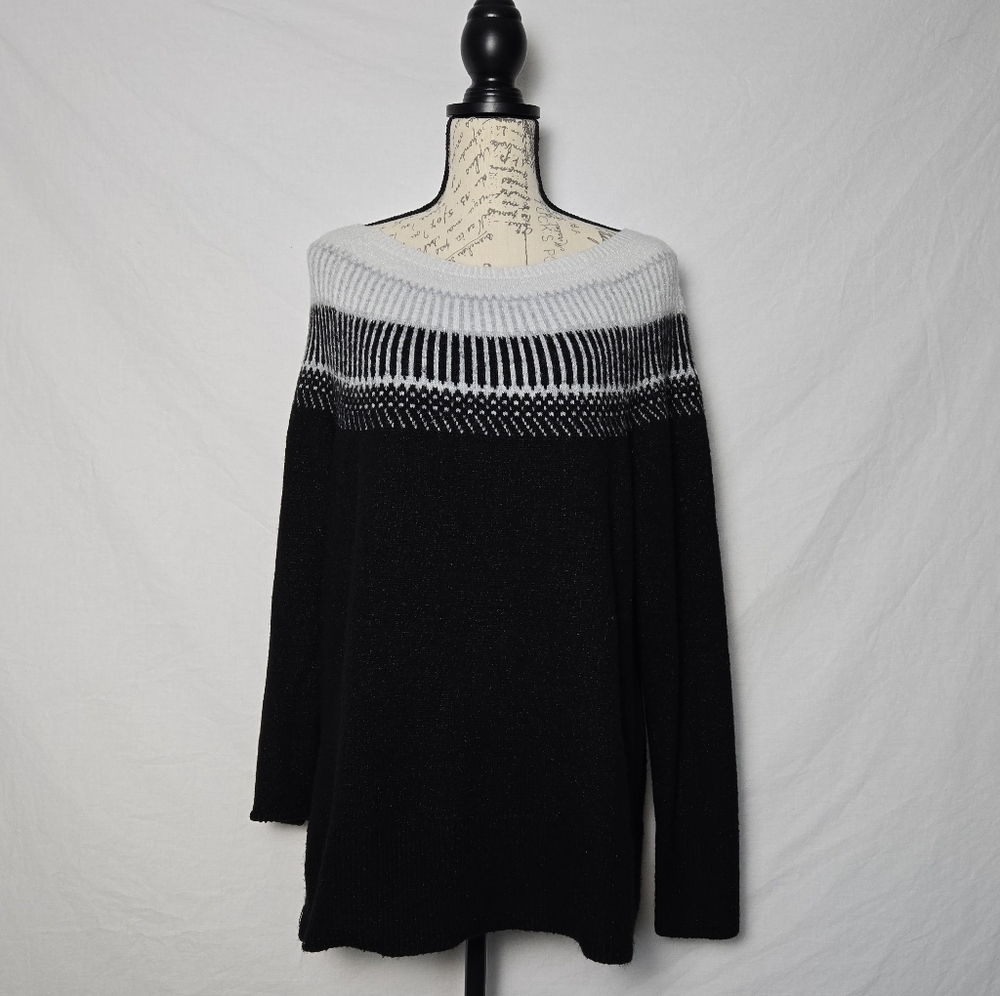 Apt. 9 Off-the-Shoulder Black and Gray Sweater